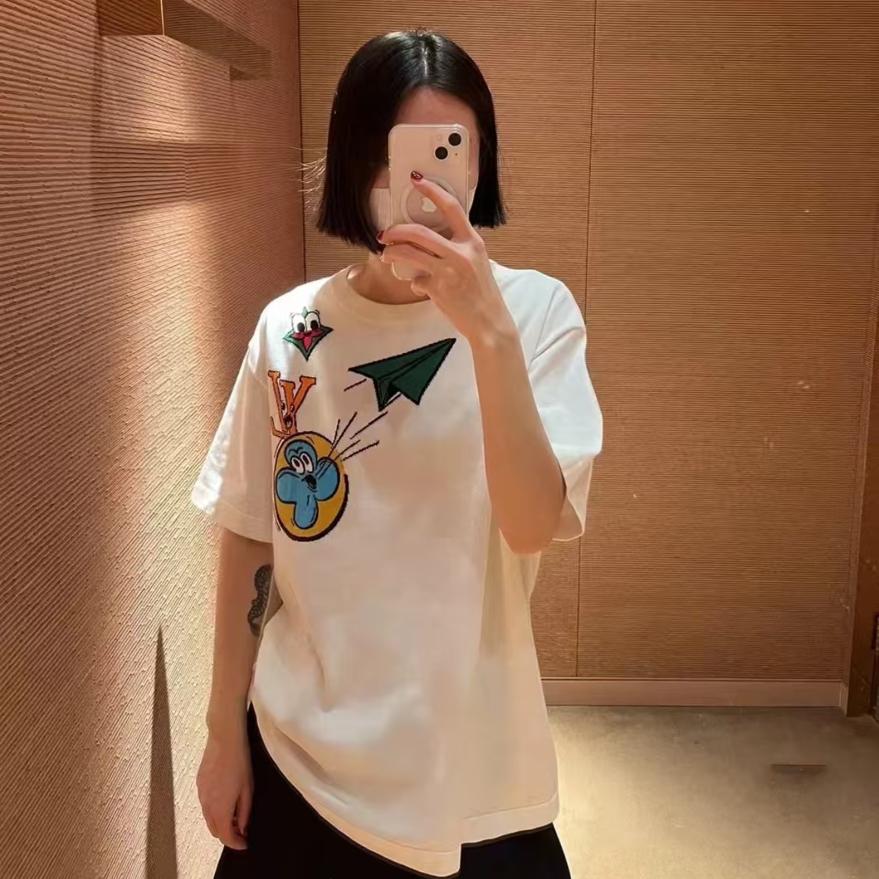 全新未使用 LouisVuitton/路易威登 飞机刺绣短袖 M码 1501