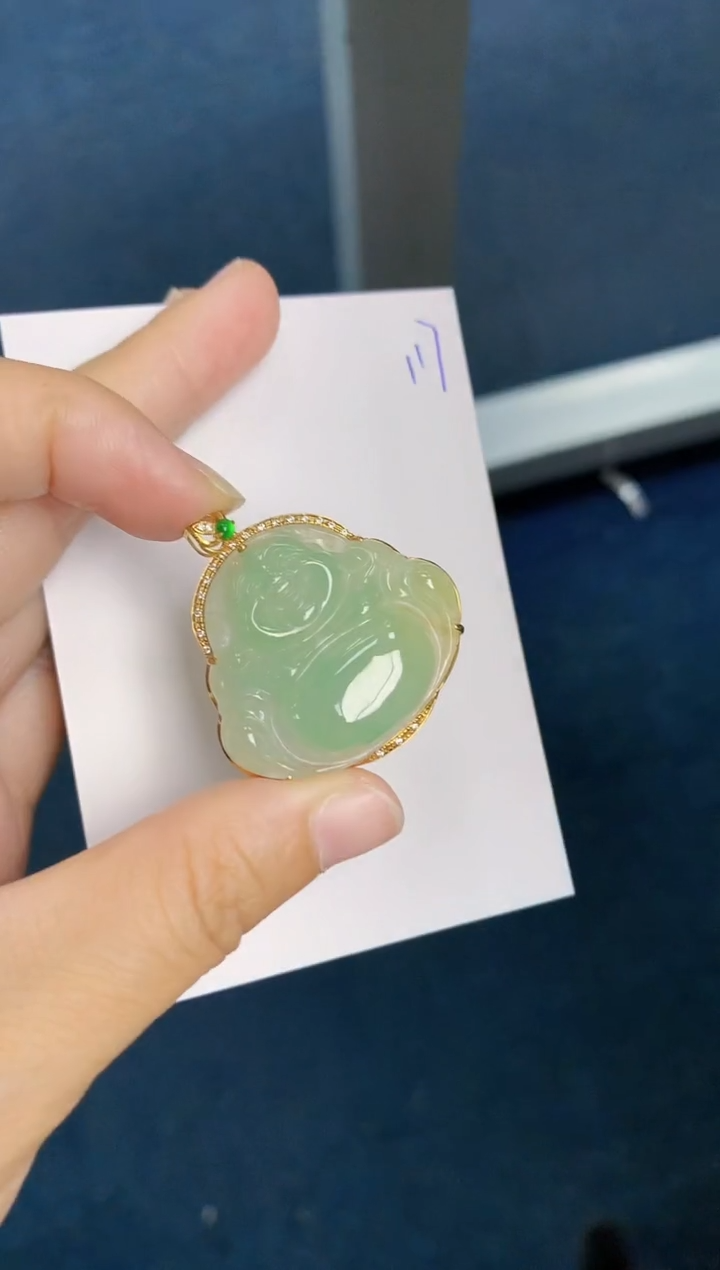 【闪购商品】翡翠挂件18K金镶嵌117天然A货翡翠
