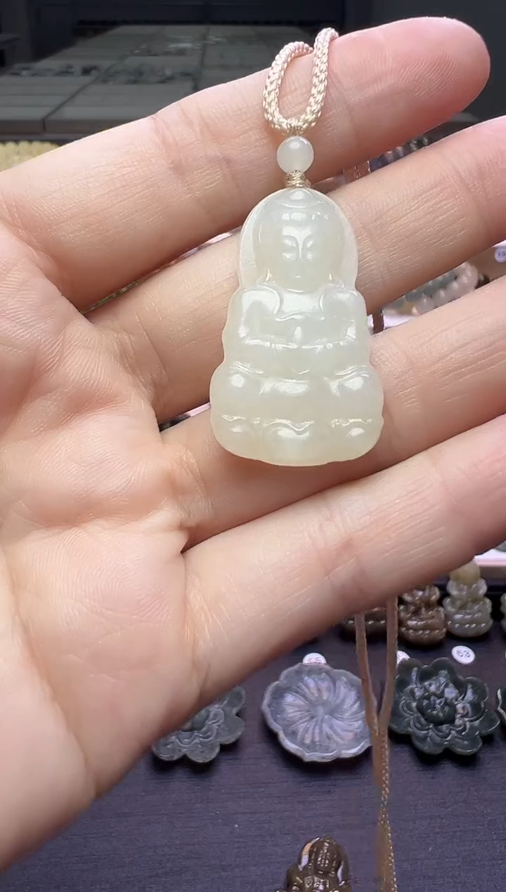 颈饰未镶嵌和田玉100号链接会绑好绳子配好和田玉顶珠