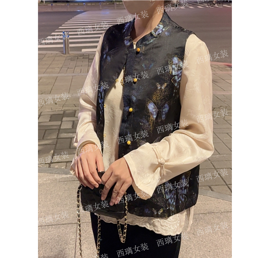 【蓝蝶双面穿】秋季马夹新中式国风马甲女士高级感坎肩复古宽松