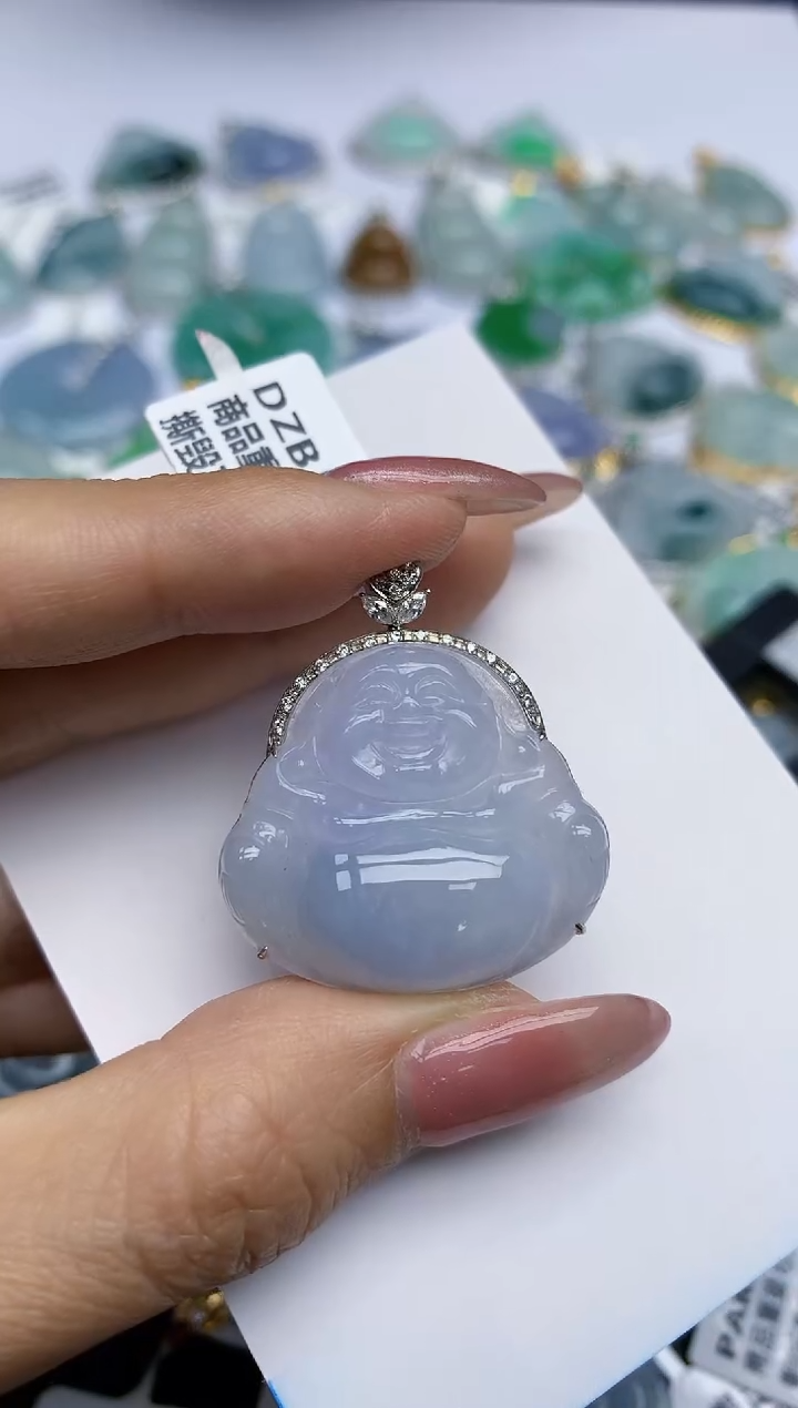 【闪购商品】翡翠挂件18K金镶嵌天然翡翠A货
