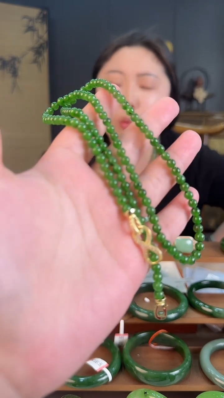 【闪购商品】和田玉颈饰未镶嵌碧玉妈妈链卡6mm一条