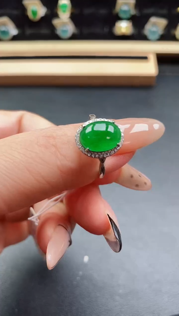 银S925镶嵌戒指翡翠1