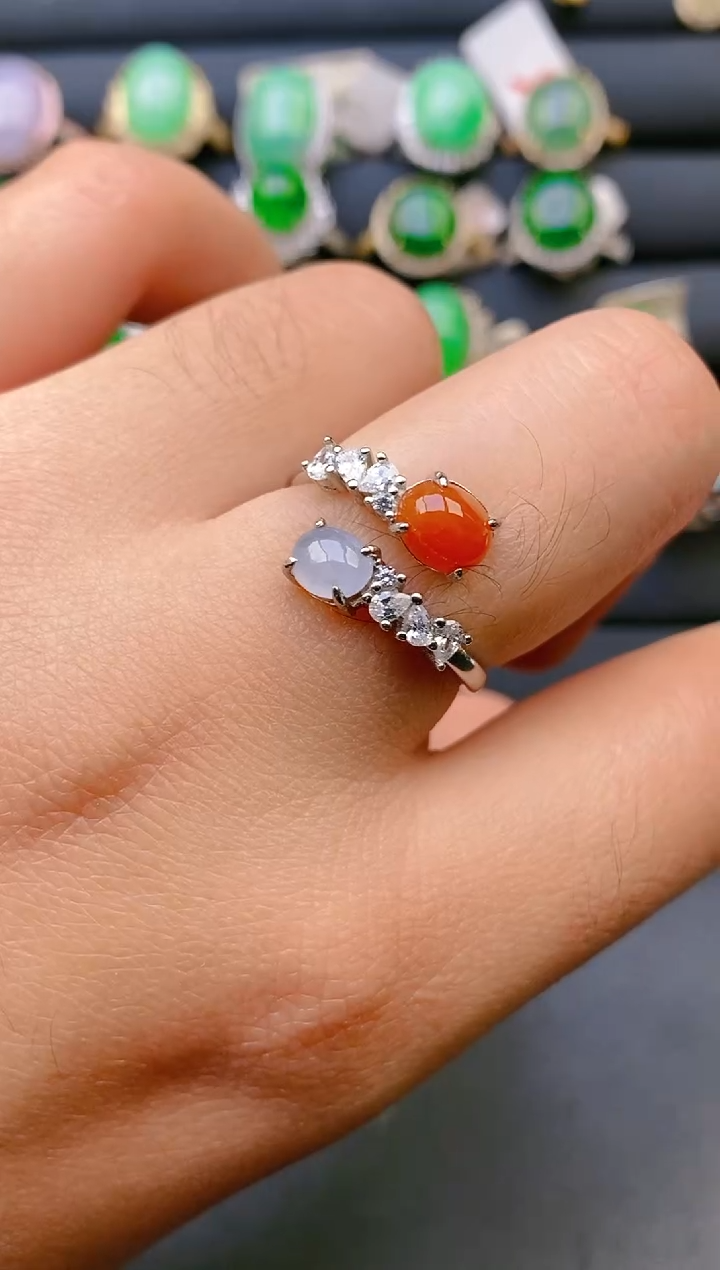 【闪购商品】翡翠戒指银S925镶嵌天然A货翡翠1