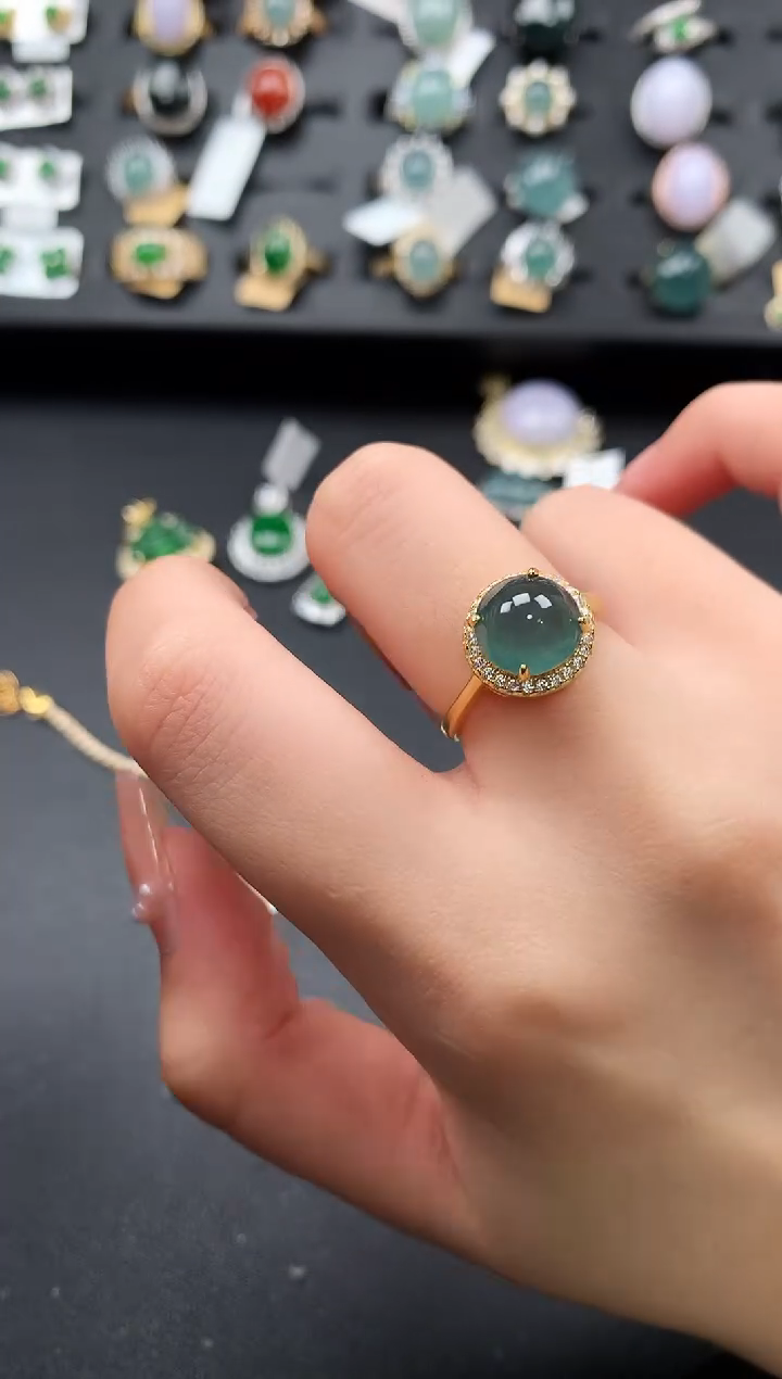 【闪购商品】翡翠戒指银S925镶嵌52141