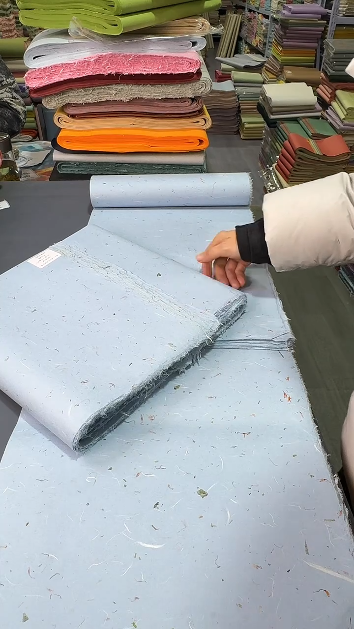 纯手工30*180cm25张天蓝色茶叶红花楮皮笺