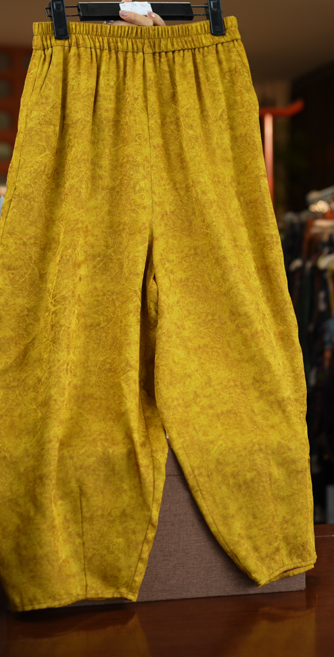 高腰显瘦木薯真丝气质女装裤子T1628