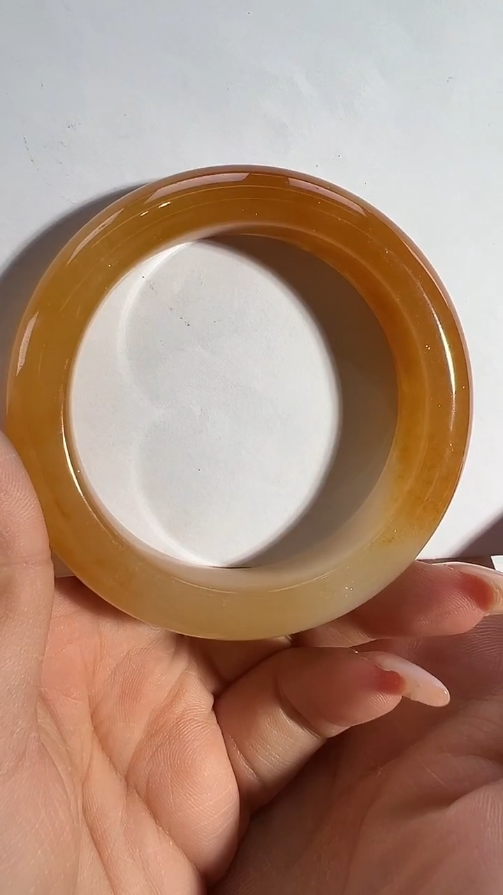 未镶嵌石英质玉（黄龙玉）手镯55圈口016