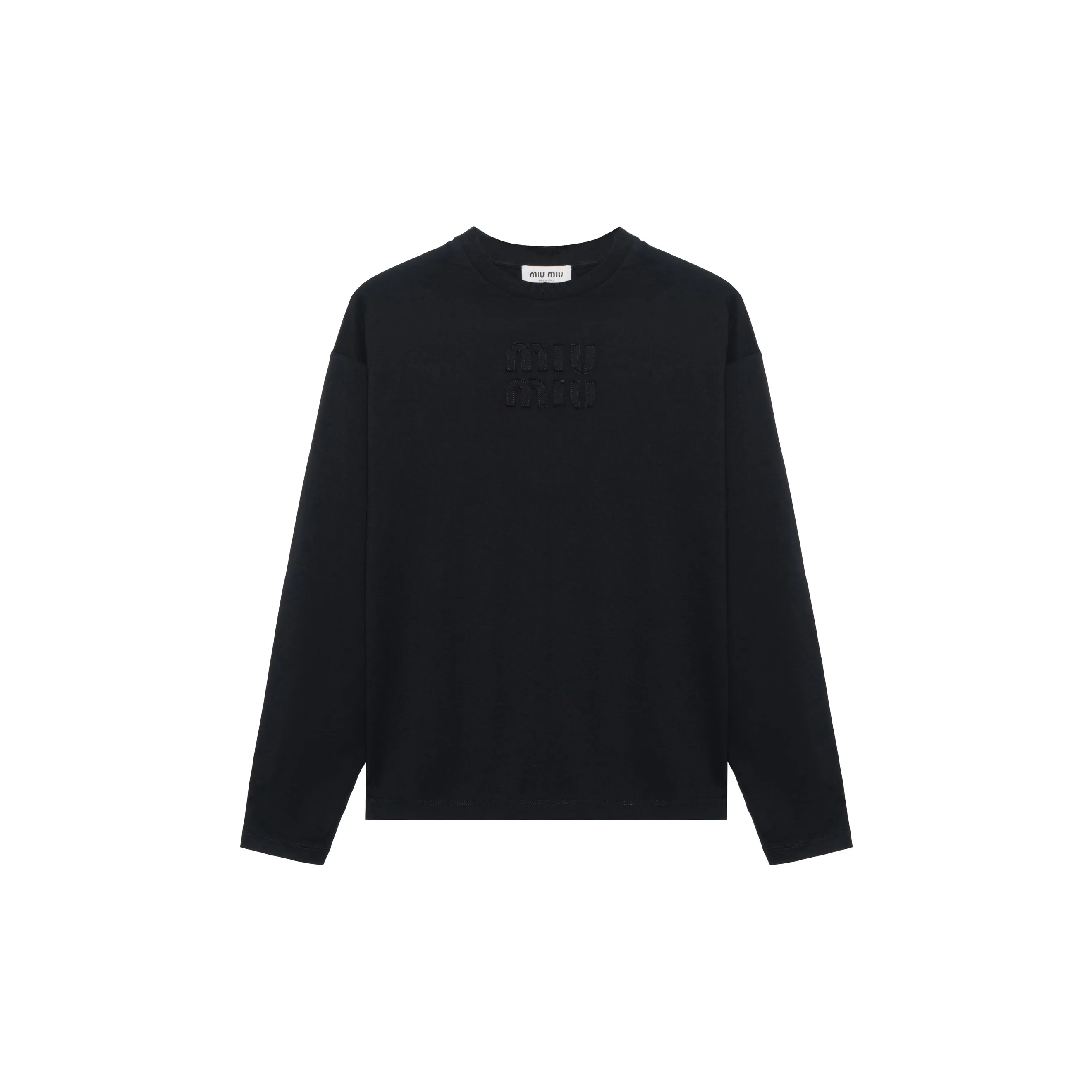 全新未使用 MIU MIU/缪缪 Logo字母印花圆领休闲长袖T 女款 