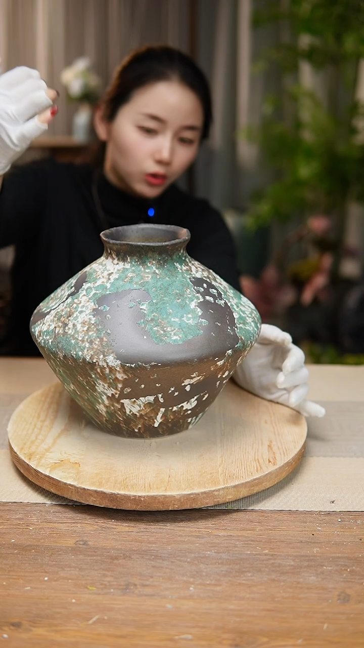 【闪购商品】陶瓷花器涂鸦绿飞碟