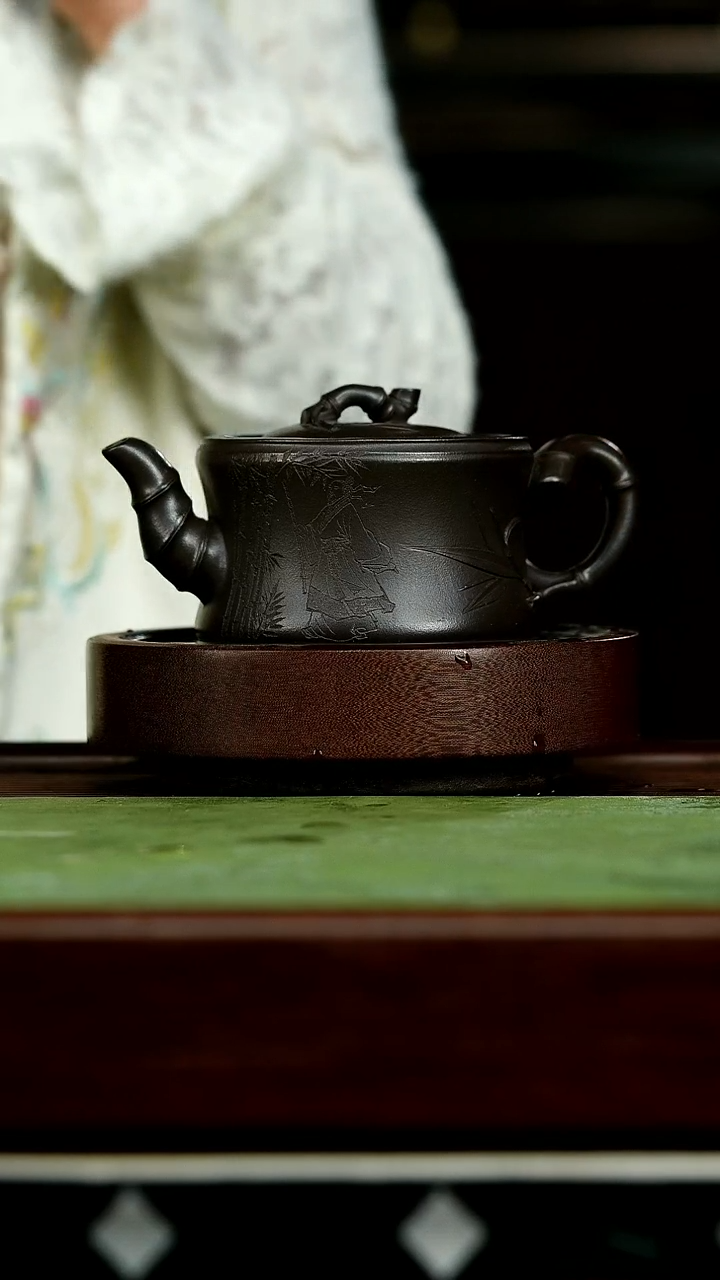 茶壶紫砂n74竹段紫泥*戴静波