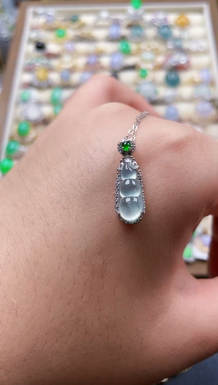 颈饰银S925镶嵌翡翠152