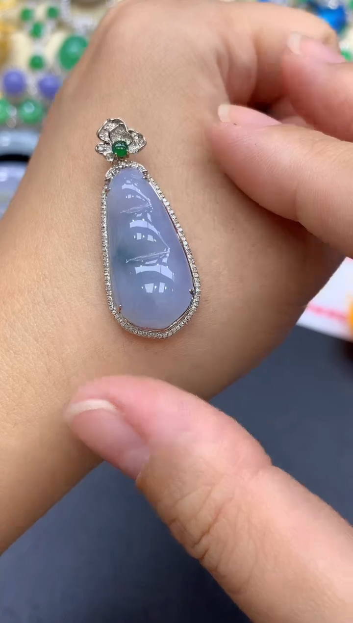 颈饰18K金镶嵌翡翠421-中国好珍宝