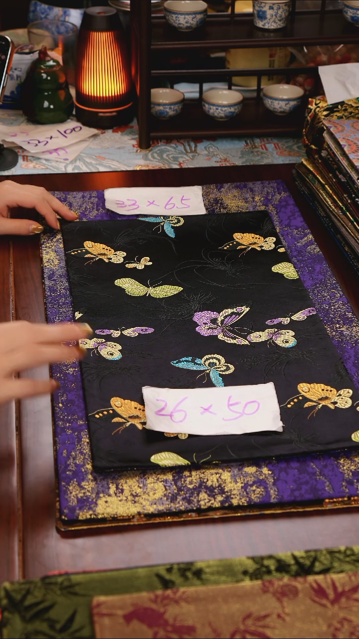 【梦幻蝴蝶双面】中国风干泡织锦茶席26*50