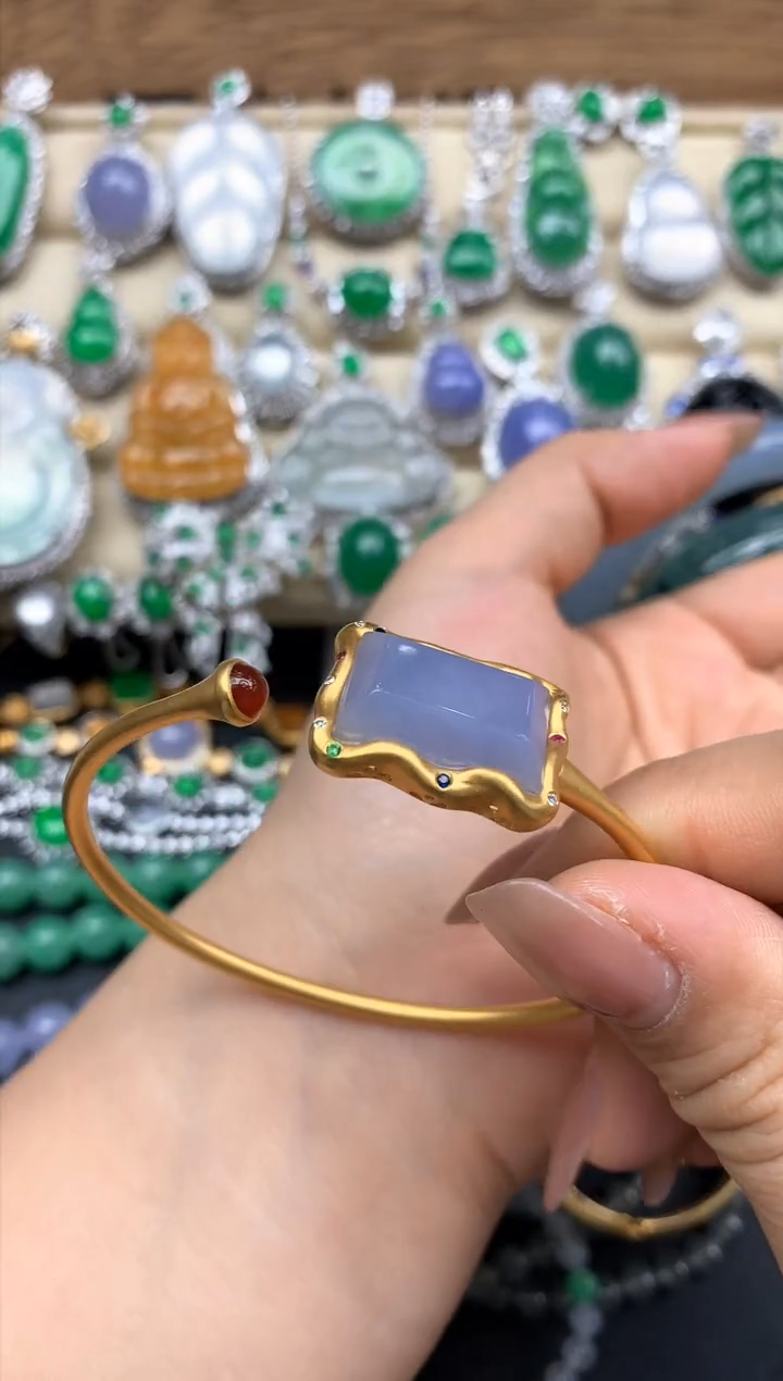18K金镶嵌手镯翡翠芬*319-中国好珍宝