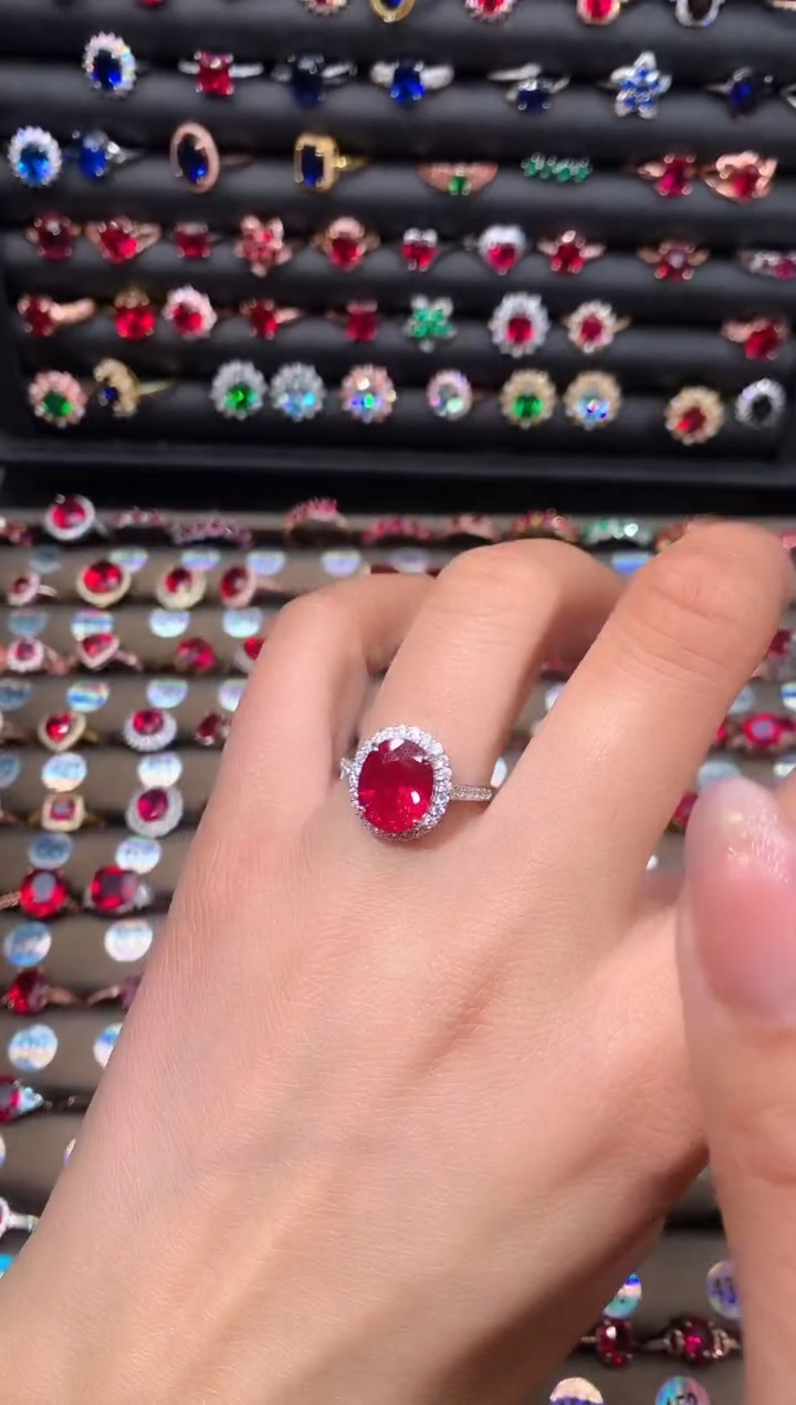 【闪购商品】红宝石戒指银S925镶嵌911