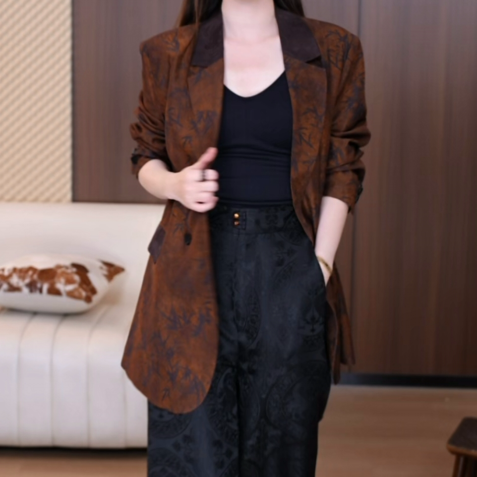 B【灵韵】新中式复古显瘦春秋季宽松国风高级百搭时尚短款西装