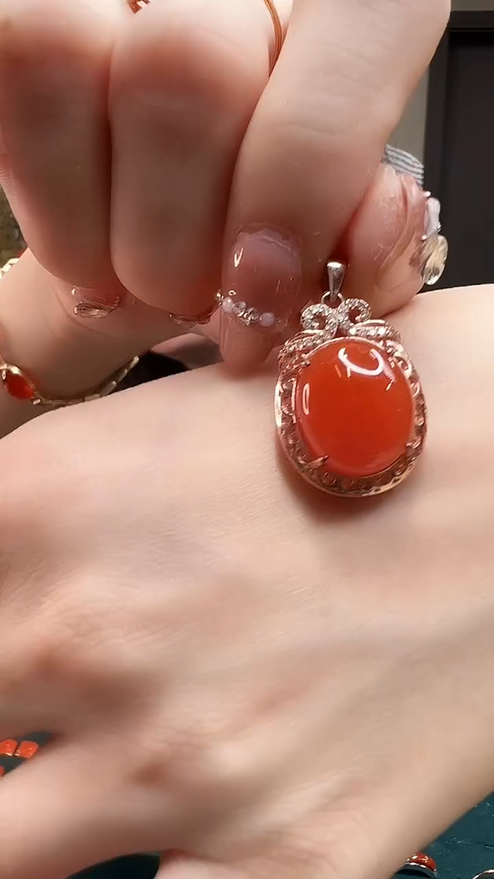 【闪购商品】南红玛瑙吊坠银S925镶嵌/YJ