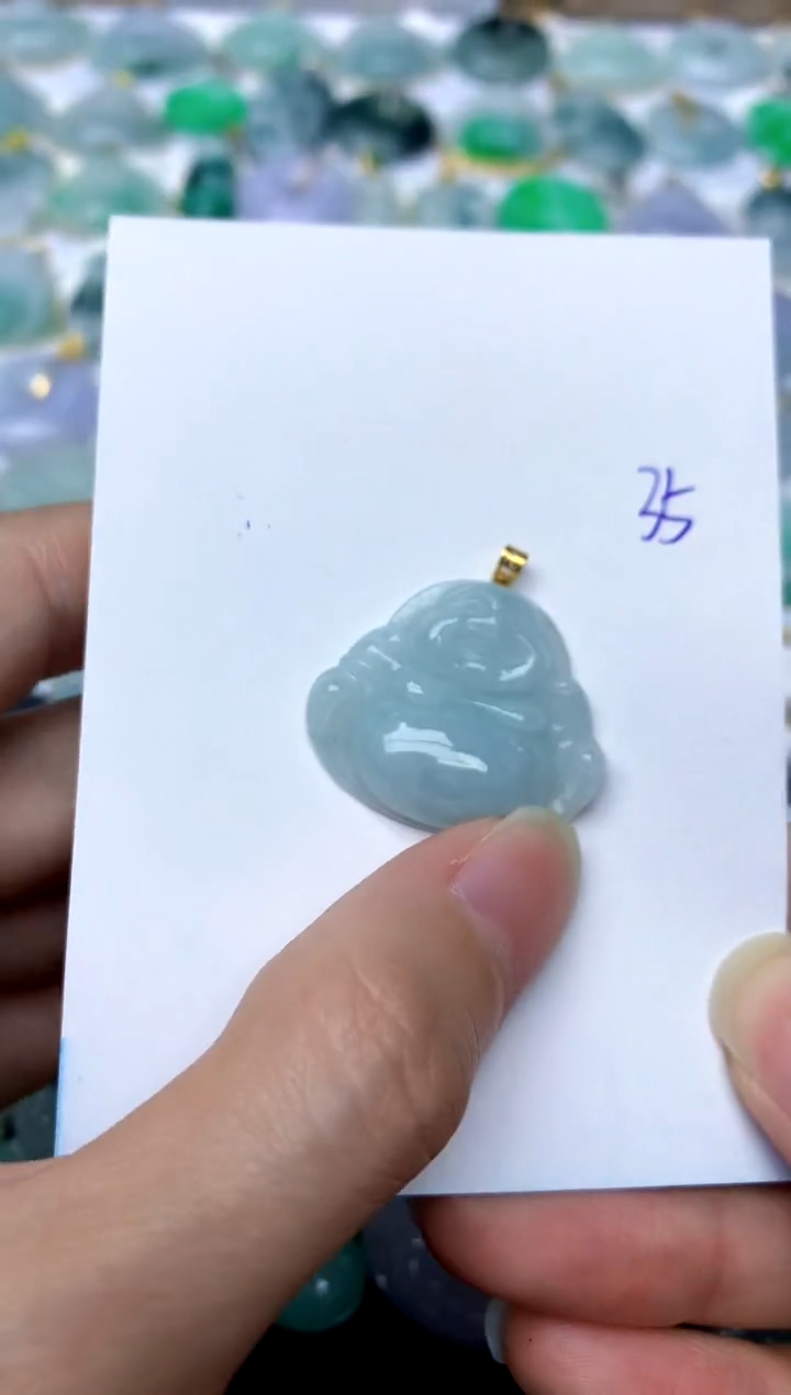 【闪购商品】翡翠颈饰18K金镶嵌35天然A货翡翠