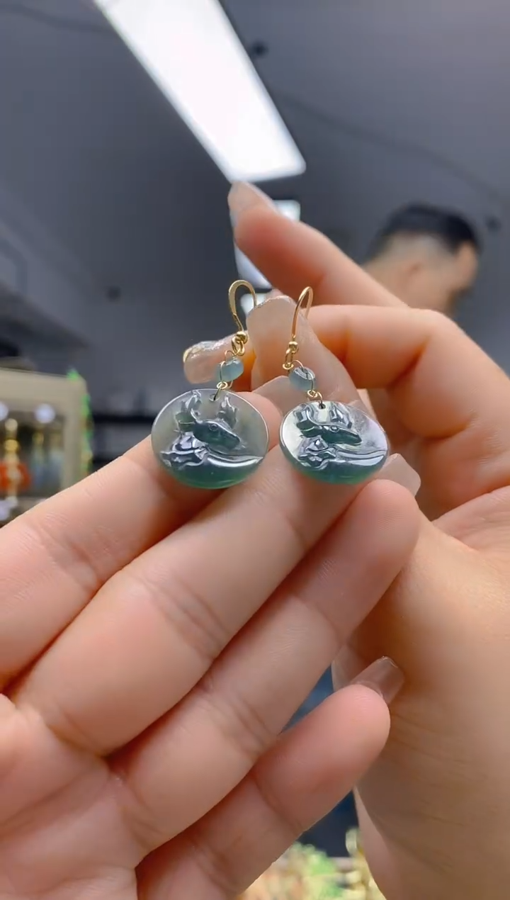 【闪购商品】翡翠耳饰合金153翡翠耳钩