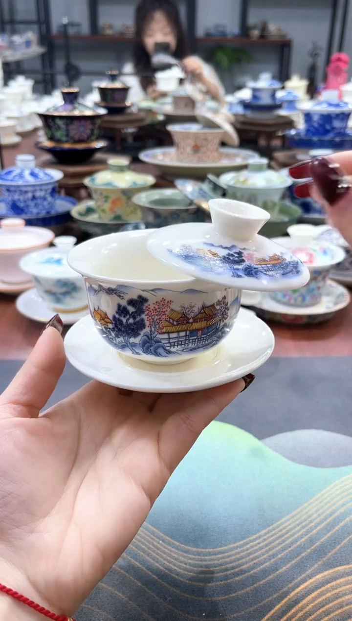 【闪购商品】小号元宝江南悬停盖碗