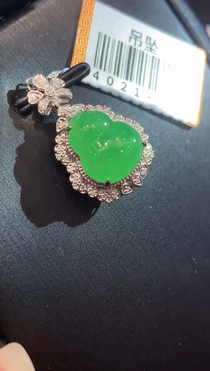 翡翠18K金镶嵌吊坠(不含链)YS多样性发其一