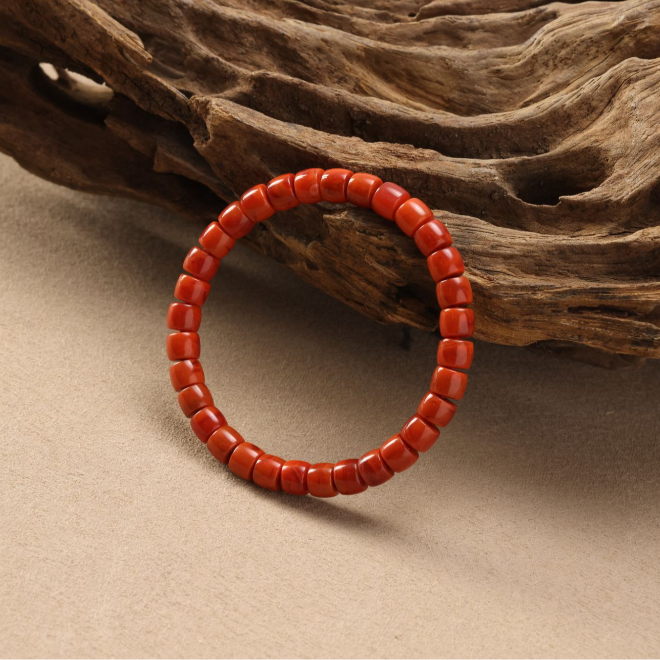 【南红精品】柿子玫瑰红双色直切素圈手串11mm+（多样性发货