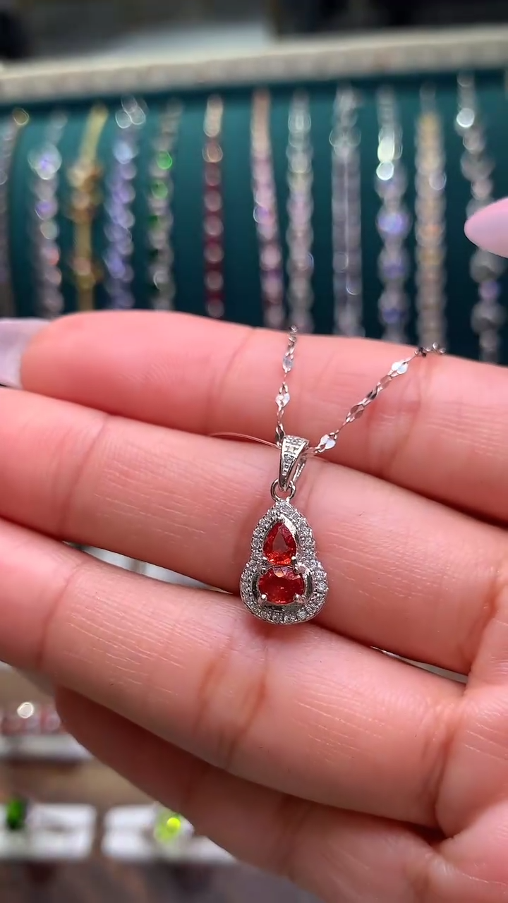 【闪购商品】彩色蓝宝石颈饰银S925镶嵌1-6