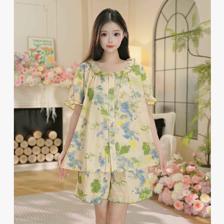 【芳华】H早秋新款全棉面料短袖家居服高颜值柔软长袖睡衣套装
