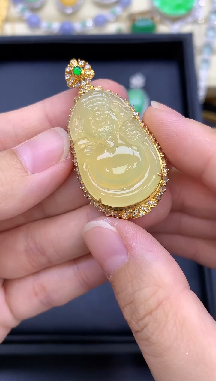 颈饰18K金镶嵌翡翠463-中国好珍宝