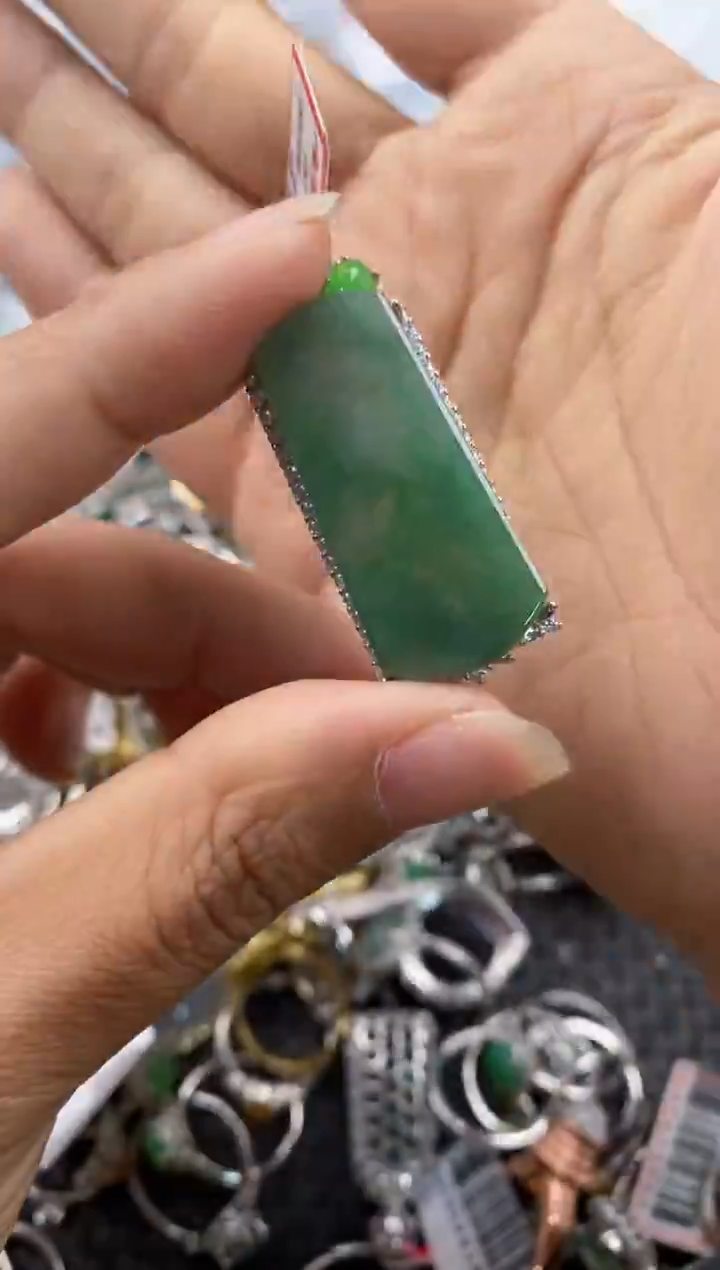 银S925镶嵌戒指翡翠4444----5