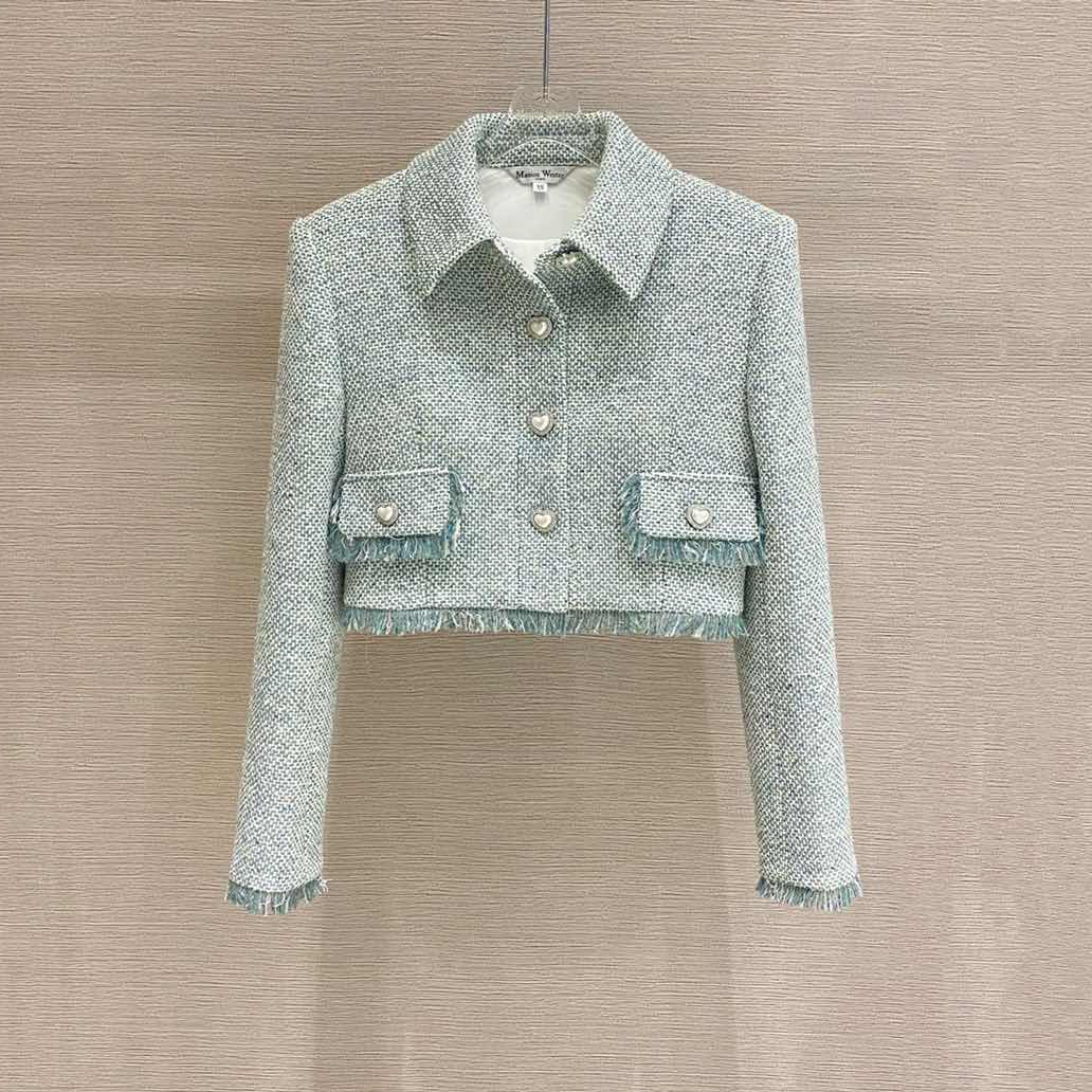 全新未使用  小花佳珊 2022春夏新款小香风短款流苏外套