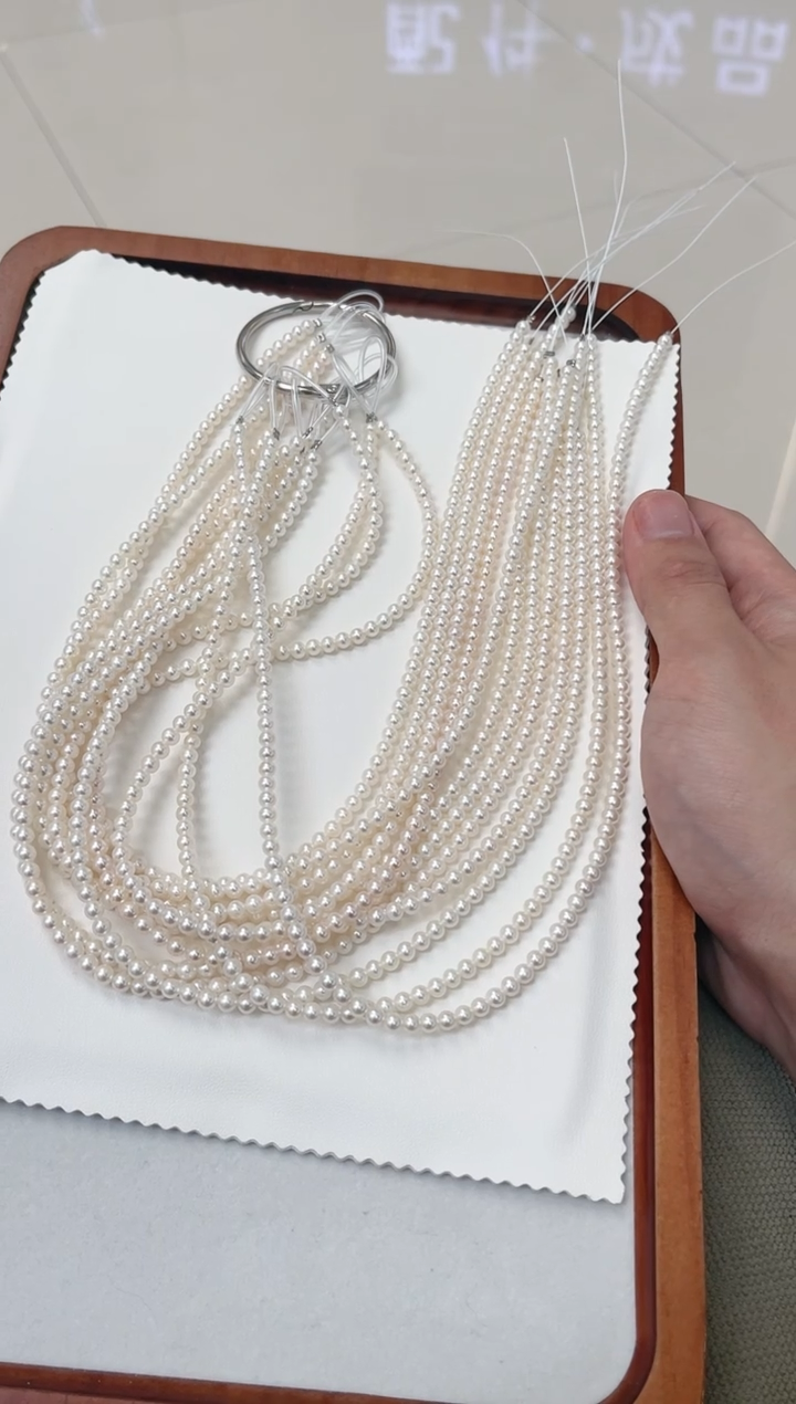 淡水珍珠银S925镶嵌项链4-5正圆小米珠多样性发一