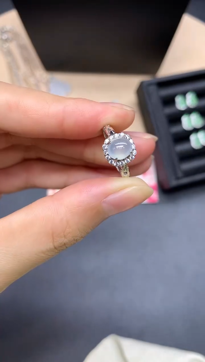 【闪购商品】翡翠戒指银S925镶嵌蛋面【多样性发其一】