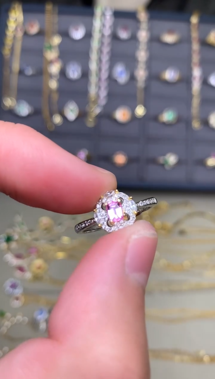 戒指蓝宝石银S925镶嵌戒指