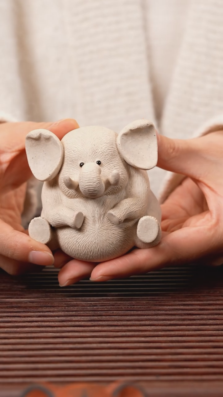 【闪购商品】紫砂茶宠白段小象