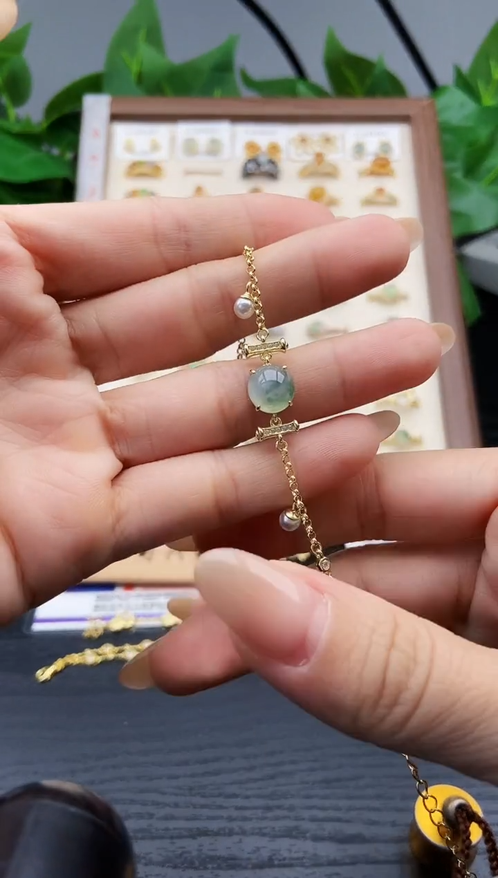 银S925镶嵌手链翡翠1