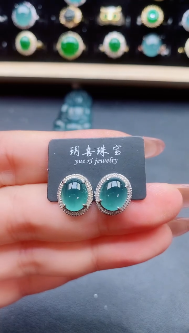 翡翠银S925镶嵌耳饰321321