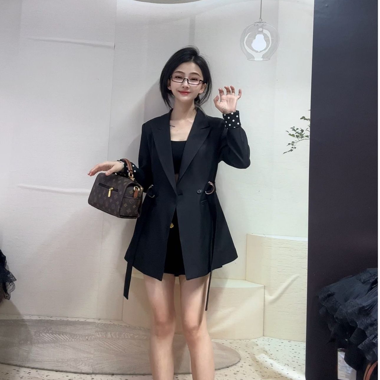 小个子定制2025秋季新款手袖翻边短款收腰西服外套