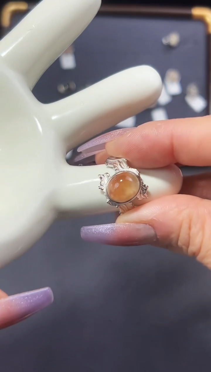【闪购商品】烟晶戒指银S925镶嵌发一（17）