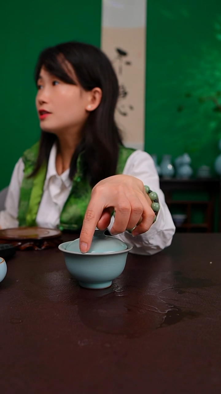 仿古二才压手盖碗不完美 简装