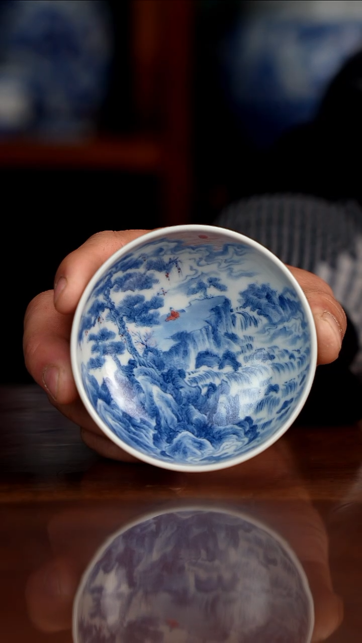 景琳藏青花北派山水