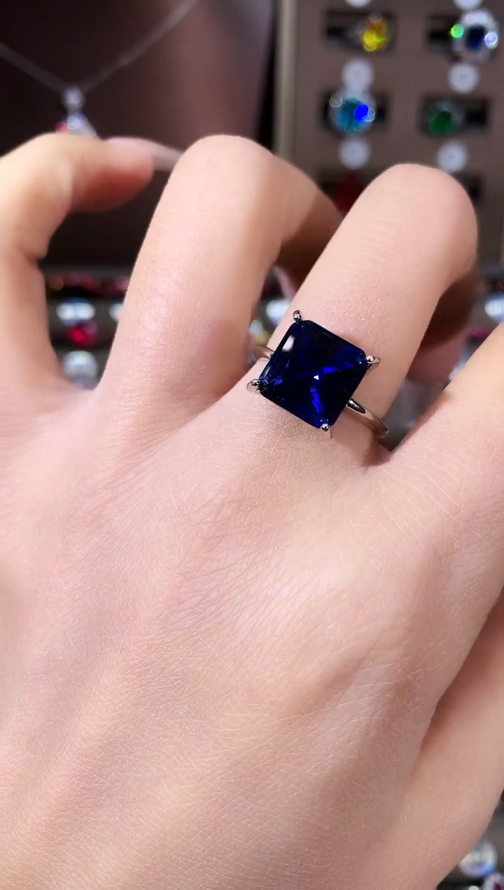 无925银皇家蓝色戒指