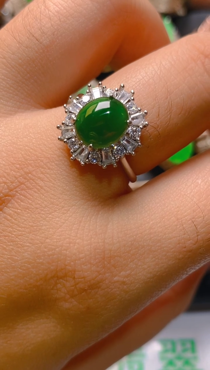 【闪购商品】翡翠耳饰银S925镶嵌天然A货翡翠1