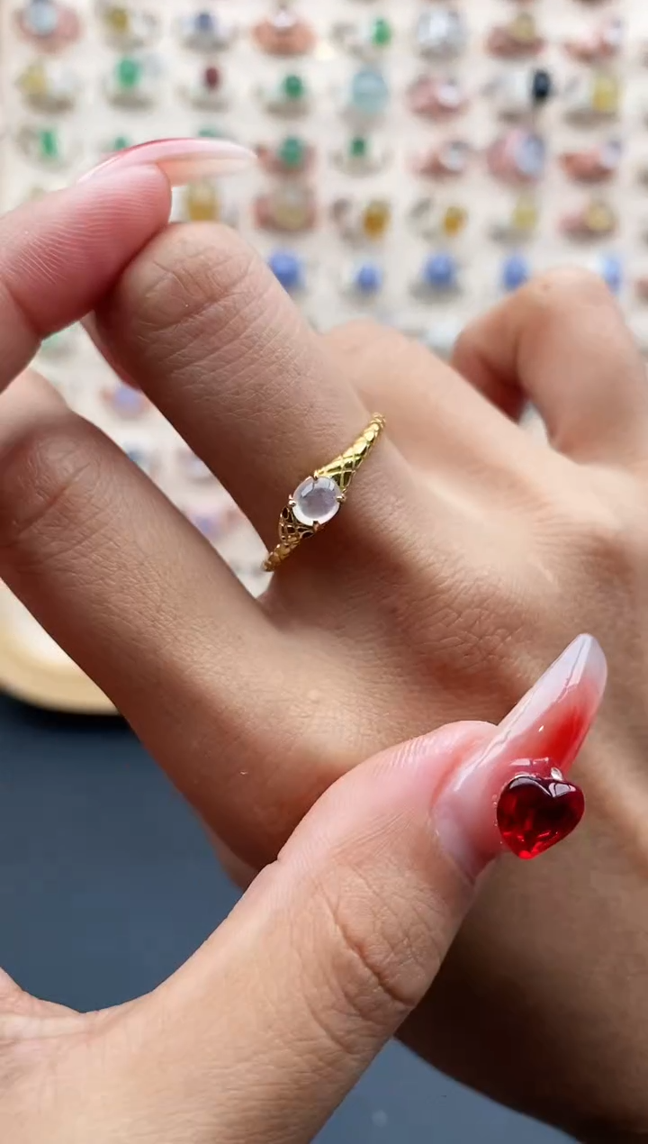 【闪购商品】翡翠戒指银S925镶嵌缅甸天然A货翡翠333 3+6