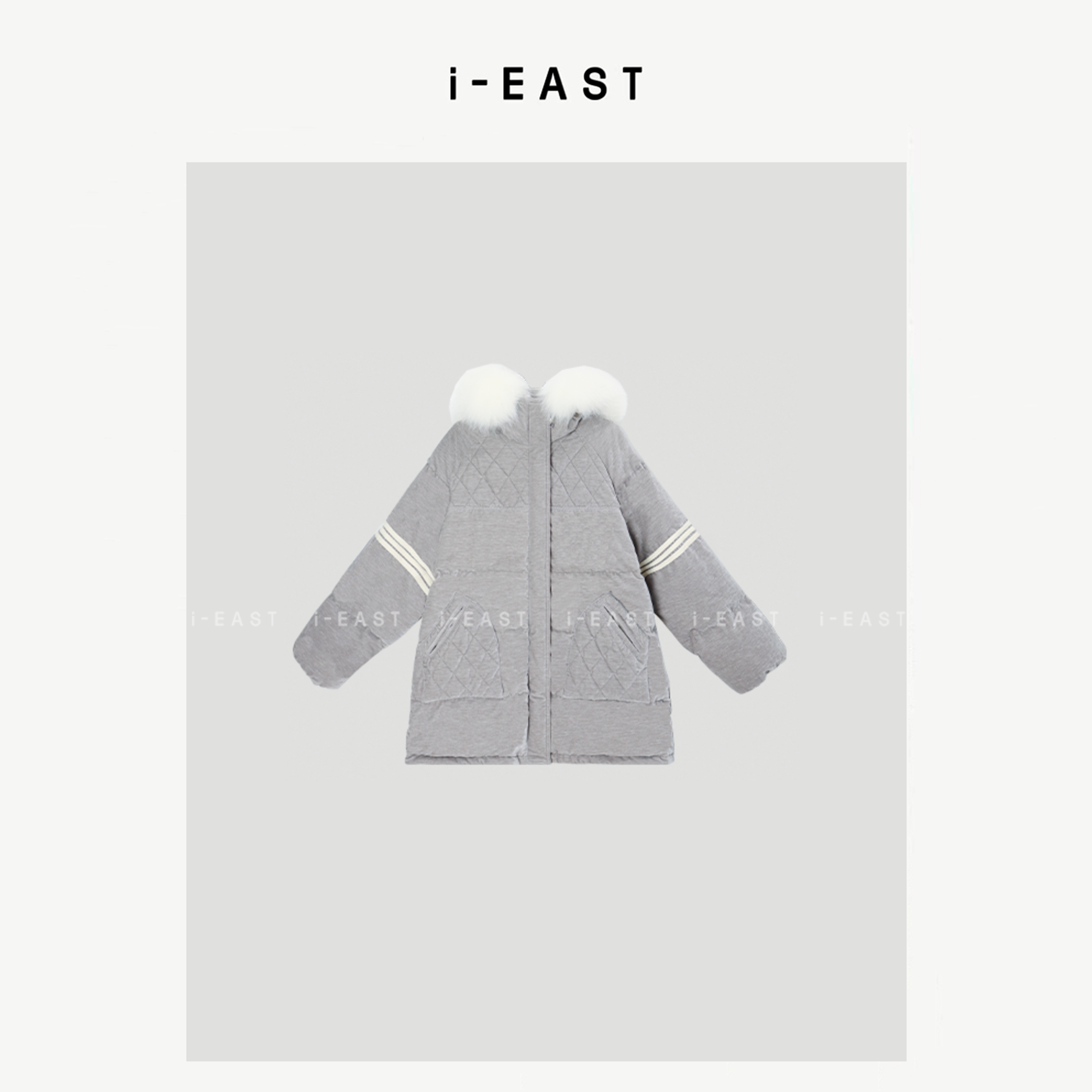 i-EAST 波士顿美式~压格口袋毛毛领羽绒服外套-4D 24CA19120