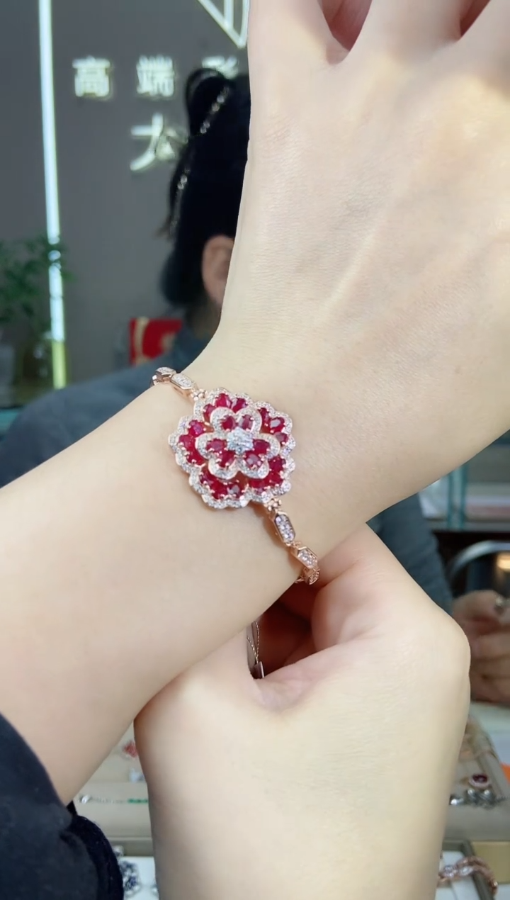 【闪购商品】红宝石手链银S925镶嵌手链