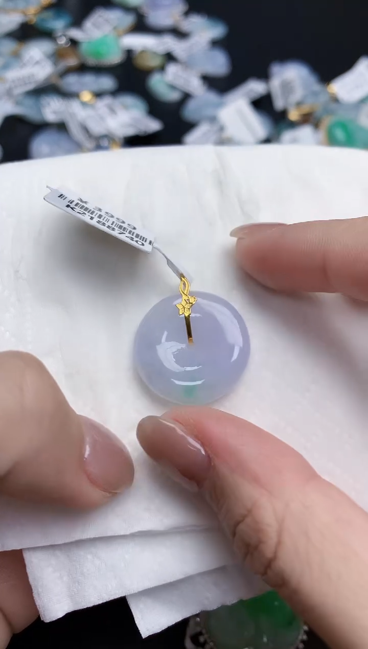 【闪购商品】翡翠颈饰18K金镶嵌天然缅甸翡翠A货