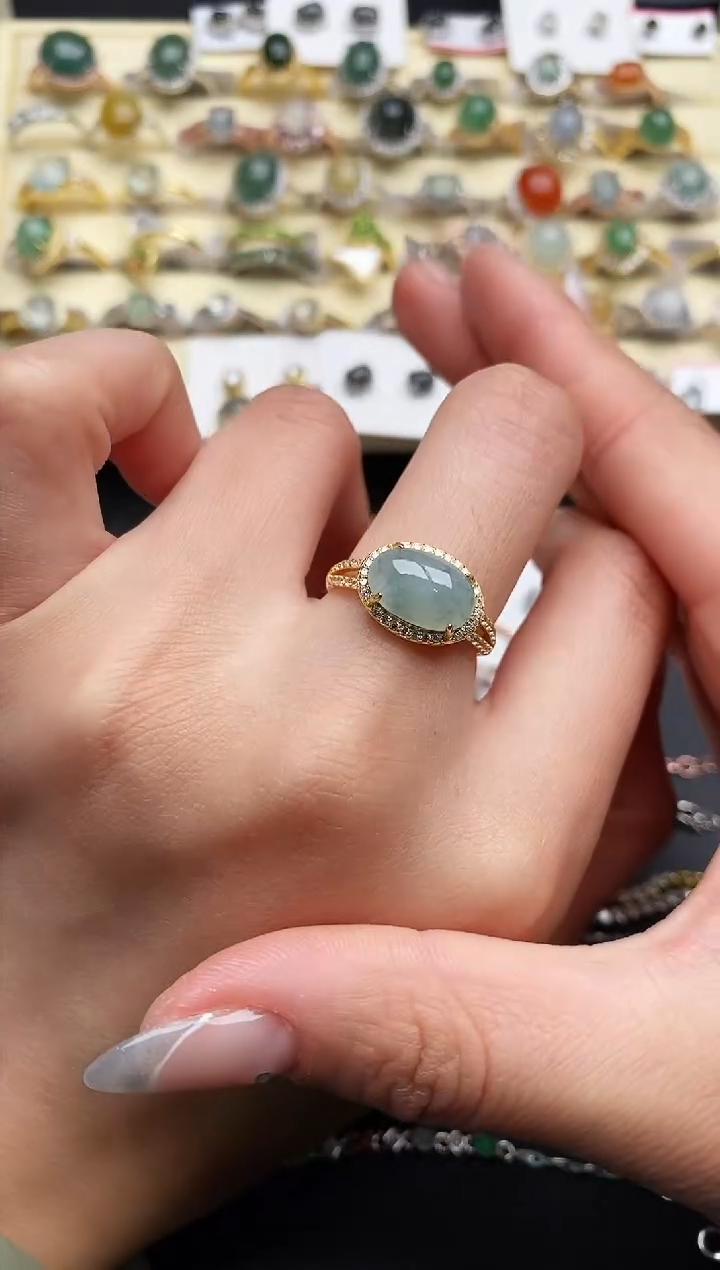 【闪购商品】翡翠戒指银S925镶嵌111111111+1