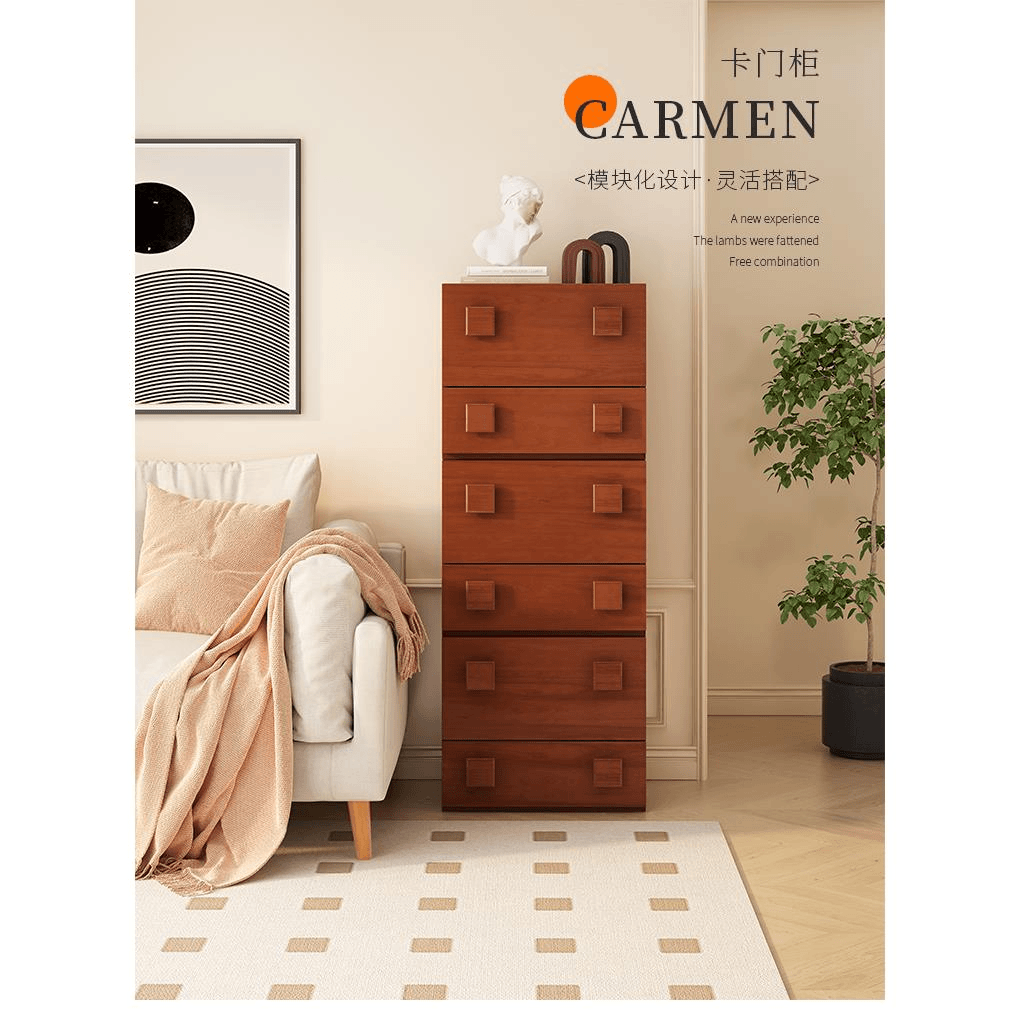 北欧实木电视柜小户型现代简约储物柜中古客厅卡门柜组合斗柜